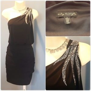 L Lbd Black Dress one shoulder sexy sequins City